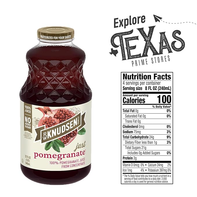 R.W. Knudsen Organic 2-Pack Organic Just Pomegranate Fruit Juice 100% USDA 32 fl oz Glass Bottle + 1 Utility Freebie by Lavinia