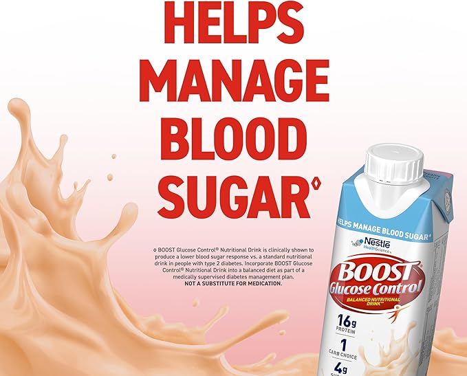 BOOST Glucose Control Ready to Drink Nutritional Drinks Creamy Strawberry 8 fl oz Carton (4 x 6 Packs)
