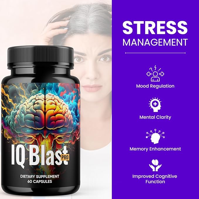Official - IQblast Pro Supplement Capsules Brain Pills for Memory and Focus IQblastpro Blaster Premium Clarity Support Advanced Formula Reviews All Natural Ingredients (3)