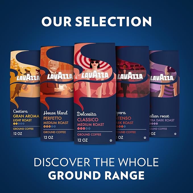 Lavazza Dolcevita Classico Ground Coffee 6 Bags of 12oz Medium Roast Rich and Full-bodied Intensity 3/5 Arabica and Robusta Ideal for Drip Brewers (Pack of 6) - Package May Vary
