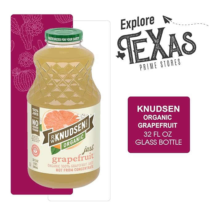 R.W. Knudsen Organic 2-Pack Organic Just Grapefruit Fruit Juice 100% USDA 32 fl oz Glass Bottle + 1 Utility Freebie by Lavinia