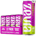 Zevia Zero Sugar Energy Drink Raspberry Lime 12 oz Cans (12-Pack) – Naturally Sweetened Zero Calorie Sugar Free Energy - Non-GMO Project Verified Gluten-Free Vegan