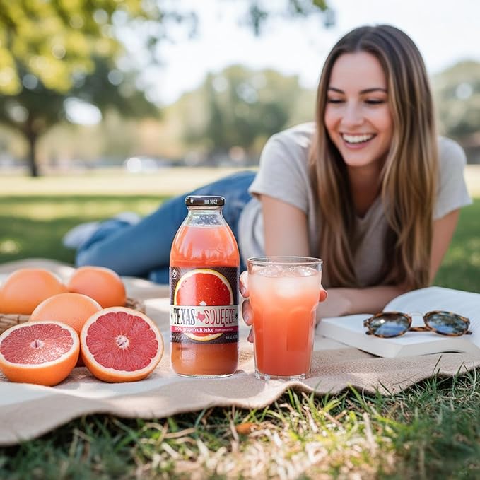 Texas Squeeze Grapefruit Juice NON GMO Verified Texas Grown and Bottled Grapefruit Juice from Concentrate No Sugar Added No Preservatives 16 fl oz Pack of 12