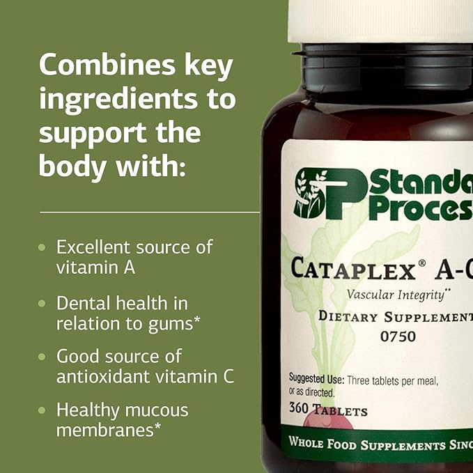 Standard Process Cataplex A-C-P Healthy Cell &amp Tissue Dietary Supplement - Non-Dairy &amp Non-Soy - Vascular &amp Immune Supplement Care - 360 Tablets (120 Servings)