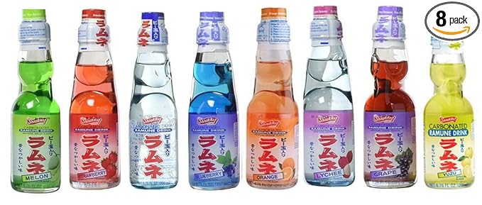 RAMUNE Japanese Soft Drink Variety 8-Pack 6.76 Fluid Ounce Each (Hot Deal Pack)