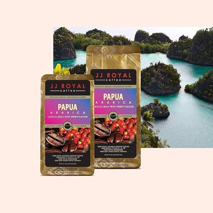 JJ Royal Coffee Papua Arabica 200g Ground Coffee (Pack of 1)