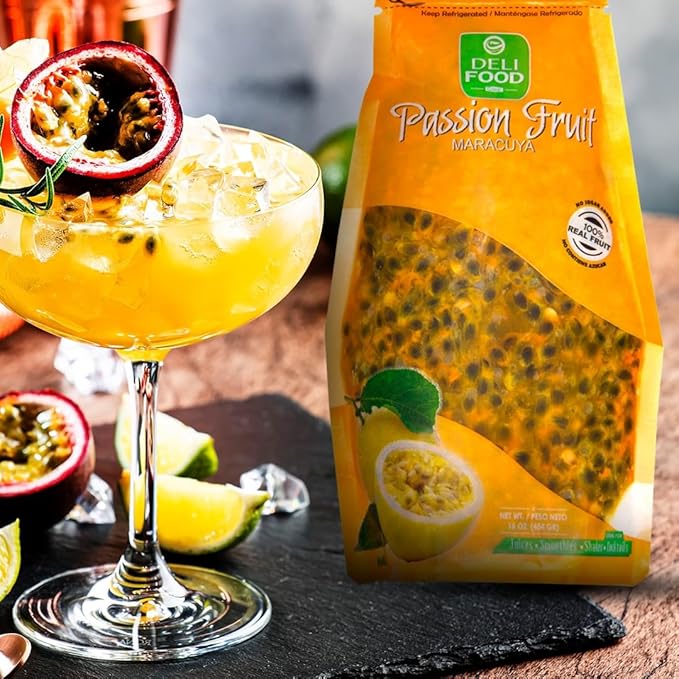 Passion Fruit Pulp with seed No Added Sugar Authentic Flavor Maracuya Real fruit for Juices Cocktails Desserts Refreshing Drinks Sauces and Nutrient Rich Smoothies with tropical fruit (pack of