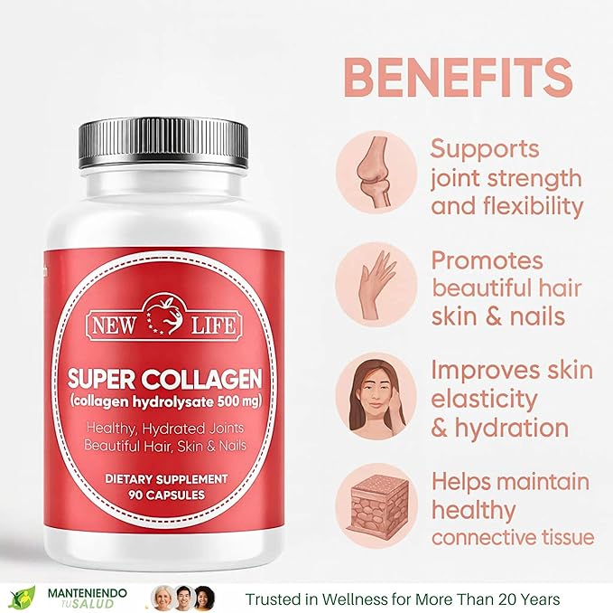 New Life Super Collagen 500mg Hair &amp Skin Joint Support 90 Capsules 90 Capsules