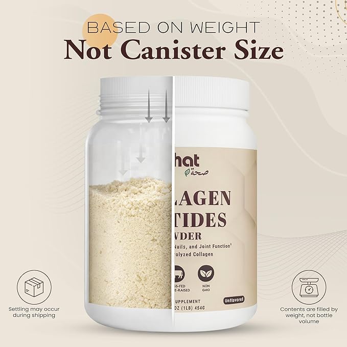 Sehat Halal Collagen Protein Powder Collagen Peptides Powder Supports Healthy Hair Skin Nails and Joint Function Grass-Fed Beef Collagen Type I &amp III Hydrolyzed Non-GMO Unflavored 45 serv