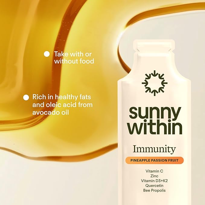 Immunity - 6-in-1 Liposomal Vitamin C Packets Zinc D3 + K2 Quercetin Bee Propolis &amp Avocado Oil - Antioxidant Liquid Supplement for Immunity Skin &amp Bone* - 30 Pouches