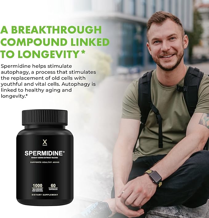 HUMANX Spermidine+ (USA Third Party Tested) - Spermidine-Rich Wheat Germ Extract &amp Zinc to Activate Cellular Renewal - Non-GMO Spermidine Capsules - Supports Healthy Aging - Spermidine Supplement