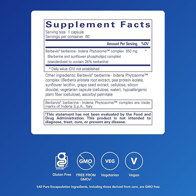 Pure Encapsulations Berberine UltraSorb - Enhanced Absorption Berberine Phytosome 550 mg - Supports Metabolic &amp Cardiometabolic Health* - 60 Capsules