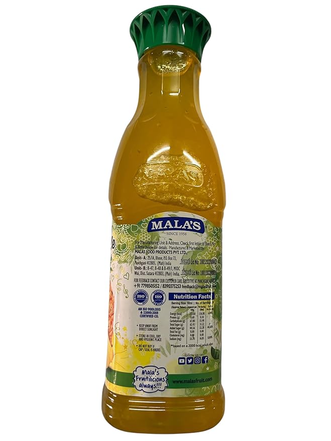 Mala's Pineapple Crush Pet Bottle -Made from Natural and Real Fruit Extracts Pet Bottle 1000 g