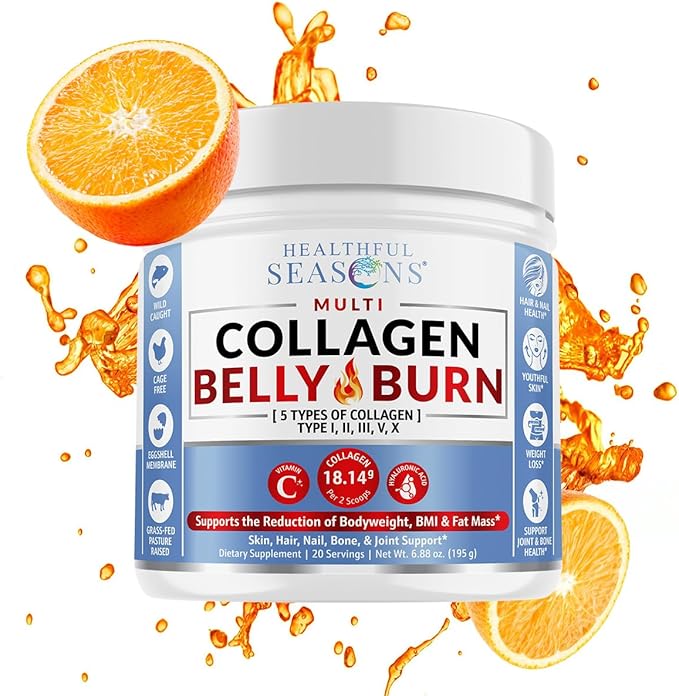 Multi Collagen Powder with Types I II III V X - Weight Management Supplement with Vitamin C &amp Hyaluronic Acid – Supports Skin Hair Nails Metabolism Joint &amp Muscle Health – 20 Servings