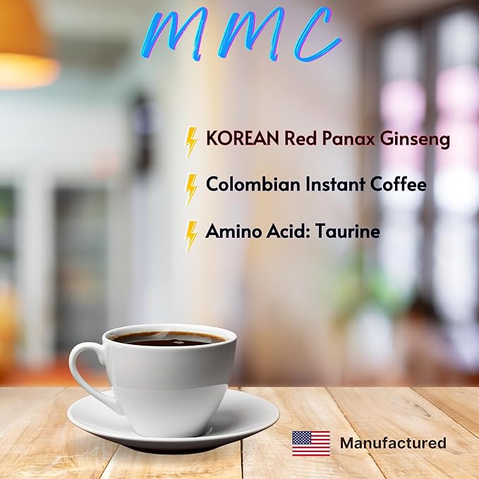 Monday Morning Coffee | Enhance Your Favorite Coffee with Energy and Focus | Colombian Instant Coffee | Red Korean Ginseng | 30 Serving Bottle