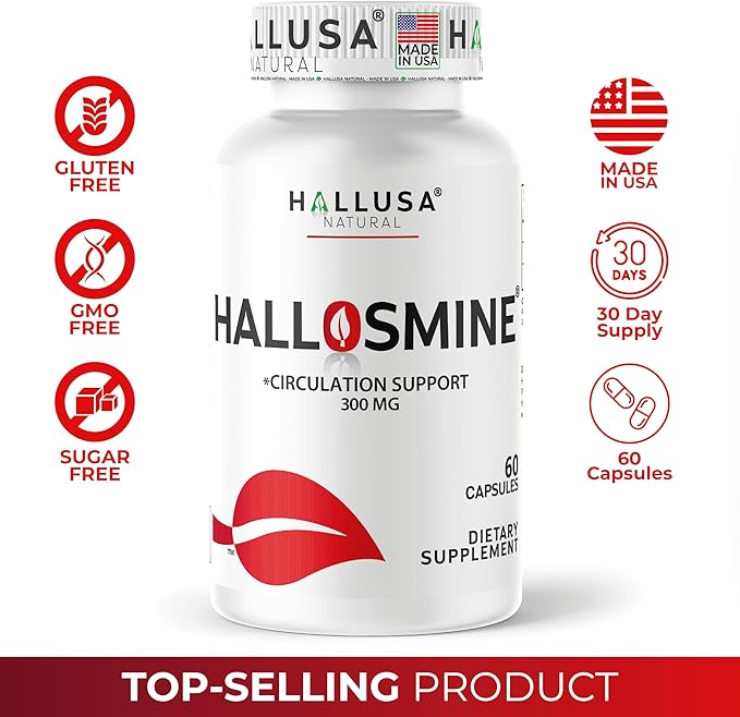 Hallusa Natural Diosmin Circulation - Support for Circulation and Veins - DIOSMIN - DIOSMINE- DIOSMINA - Circulation &amp Vein Support Supplement