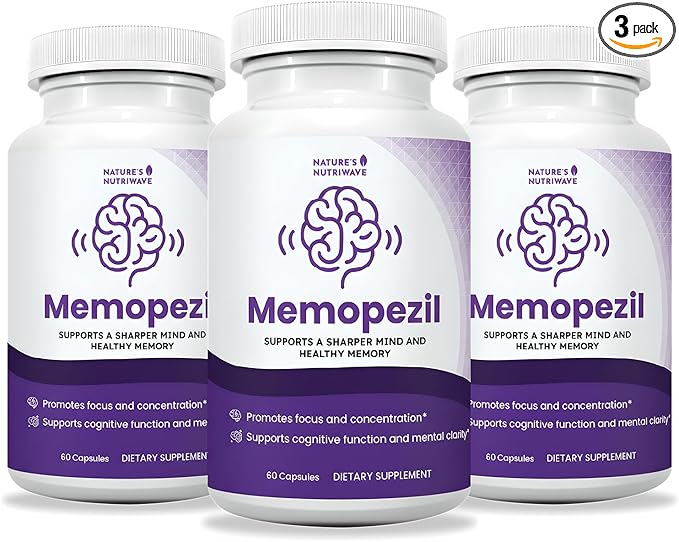 Memopezil – Daily Supplement with Vitamins AB CDE Minerals &amp Botanical Extracts – Clean Stimulant-Free Formula – GMP-Certified Non-GMO Made in USA - 60 Capsules 30 Servings 3 Month Suppl