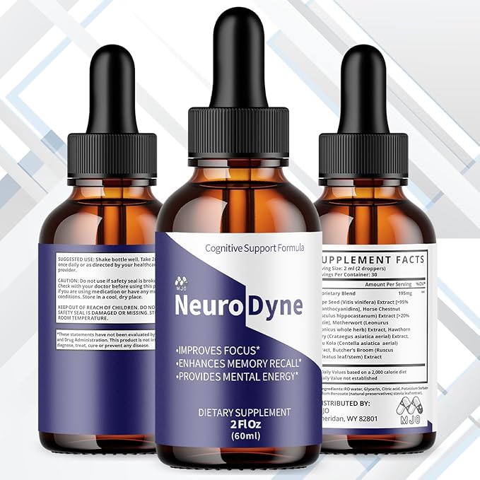 (3 Pack) Neurodyne Drops Official Neuro Dyne Liquid Drops with All Natural Ingredients Advanced Neurodyne Joint Health &amp Nerve Support Supplement with Premium Vitamins for Women &amp Men (90 Se