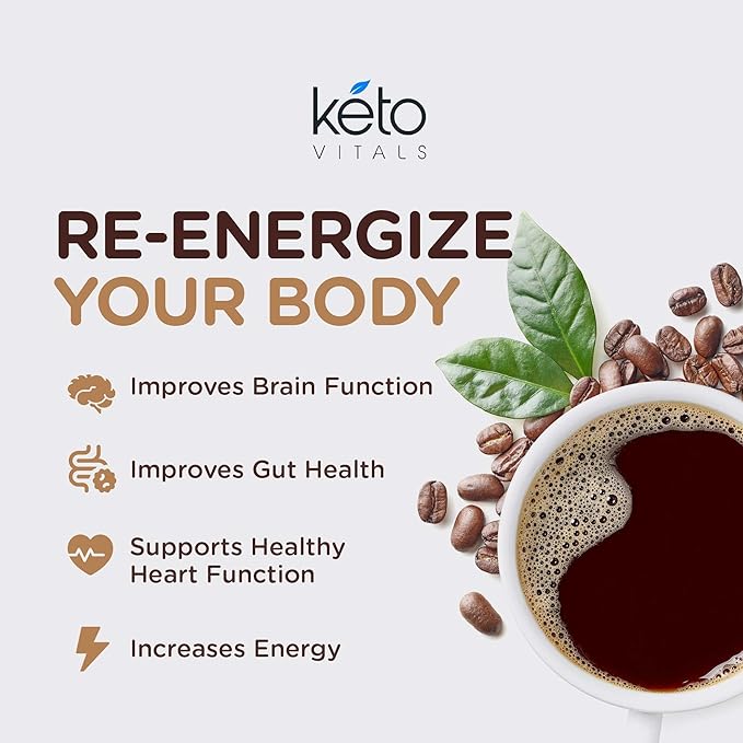 Keto Vitals Instant Keto Coffee Powder with MCT Oil &amp Vitamins - Low-Calories Low-Carb No Artificial Sweeteners – Energy &amp Metabolism Support – 30 Single-Serve Sticks (Original Vanilla &amp