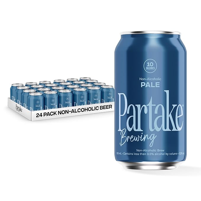 Partake Brewing Craft Non Alcoholic Beer Pale Ale 24 Pack x 12 Fl Oz Cans - Low-Calorie Low-Carb No Sugar All-Natural Ingredients - Award-Winning Taste Non Alcoholic Beer Without the Empty Calori