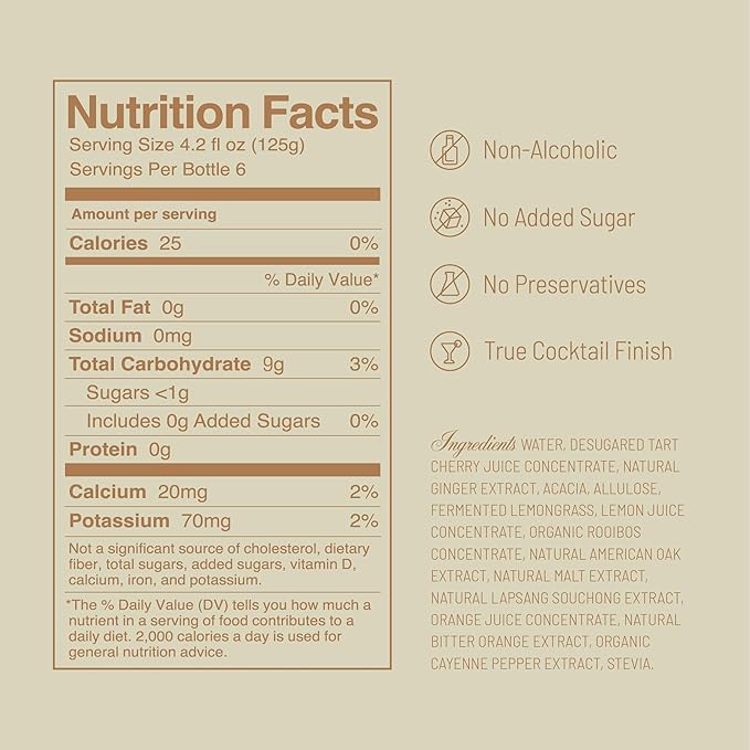 Tilden Tandem Multi Award Winning Non-Alcoholic Cocktail Vegan and No Sugar Added Tart Cherry Bitter Orange American Oak 750ml (Pack of 6)