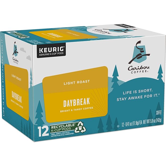 Caribou Coffee Daybreak Morning Blend Keurig Single-Serve K-Cup Pod Light Roast Coffee 72 Count