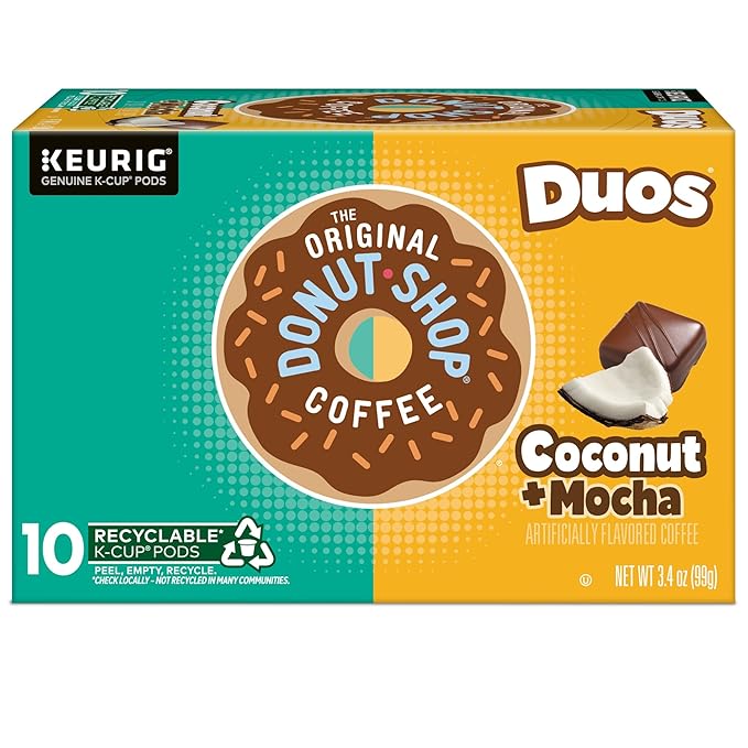 The Original Donut Shop Duos Coconut + Mocha Coffee Keurig Single Serve K-Cup Pods Medium Roast Coffee 60 Count (6 Packs of 10)