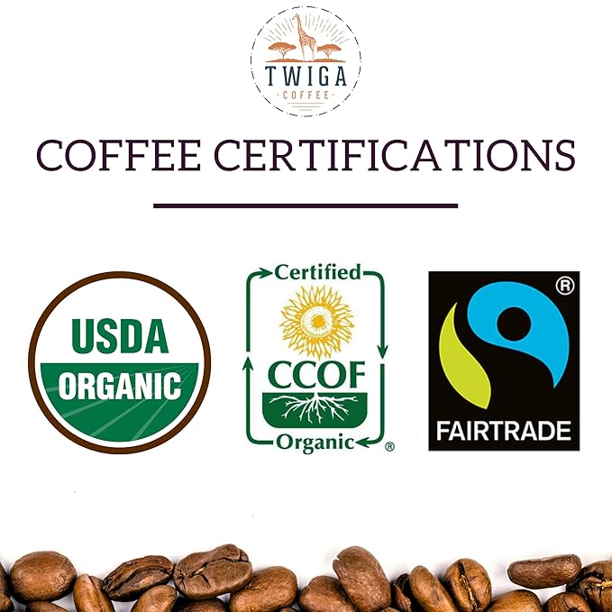 Twiga Coffee Premium Ethiopian Sidamo Whole Bean Coffee – Organic Medium Roast Arabica with Berry Citrus &amp Floral Notes – Single Origin Ethiopia – Freshly Roasted 12 oz
