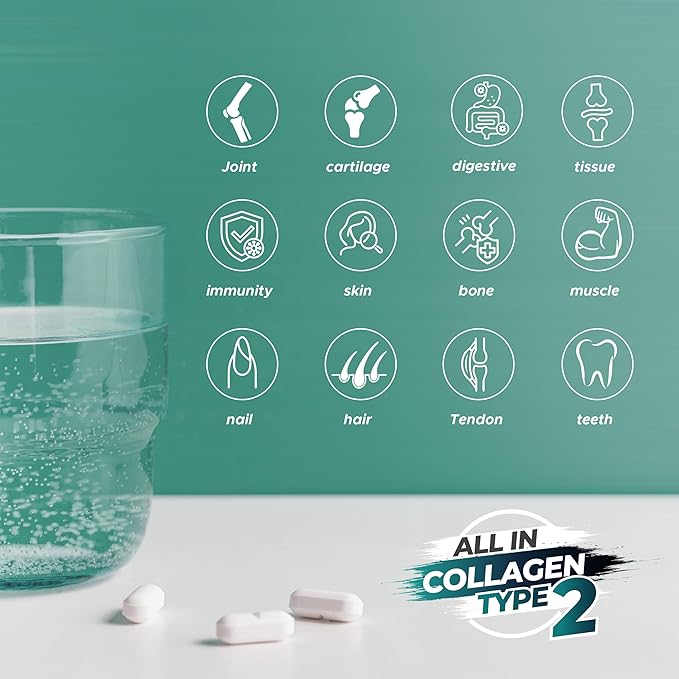 All in Collagen Type 2 Complex - Advanced Joint Support with Glucosamine Vitamin D3 K2 C &amp Minerals for Joint Mobility Bone Strength - 60 Tablets