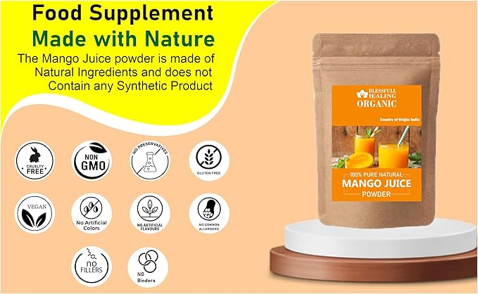 Blessfull Healing Organic Mango Juice Powder 100% Pure Natural 100 Gram / 3.52 oz