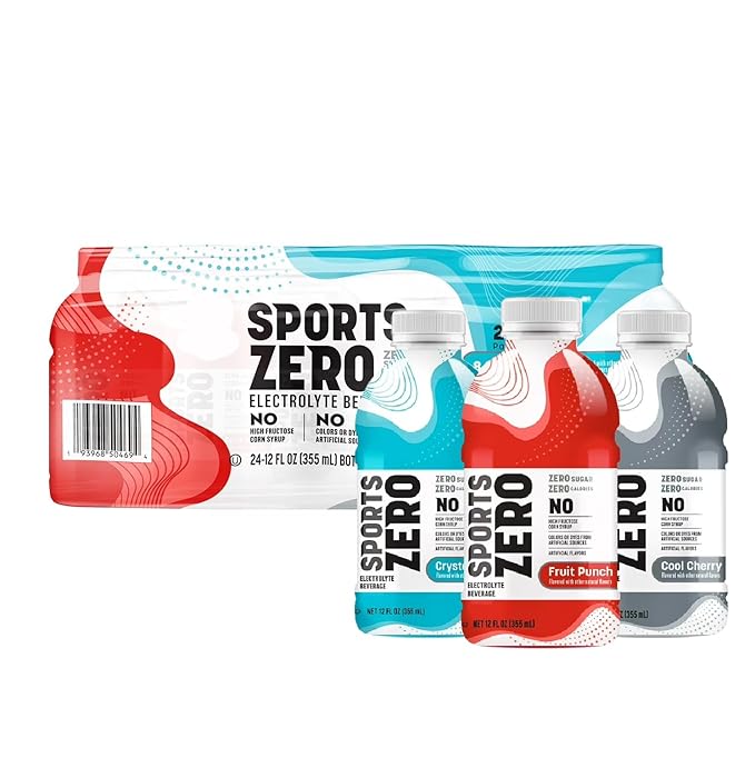 Sports Drink Zero Variety Pack 12 fl oz Bottles (24 Pack) - Zero Sugar &amp Zero Calorie Electrolyte Hydration - Includes Fruit Punch Cool Cherry and Crystal Berry - Resealable On the Go Bottles