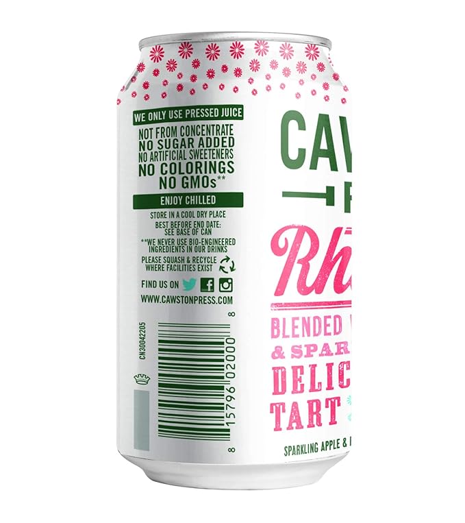 Cawston Press Sparkling Rhubarb &amp Apple Juice 11.15 Ounce Cans (Pack of 24)