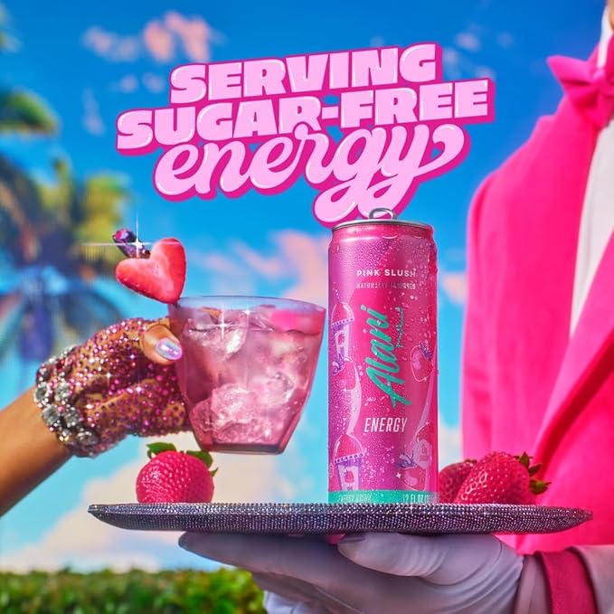 New Alani Energy Drinks Strawberry Sunrise Watermelon Wave Pink Slush Flavors Variety Pack Sugar-Free Low-Calorie 200mg Caffeine Energy Boost Drink 12 fl oz (Pack of 6)