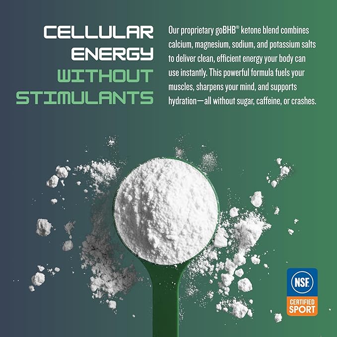 goBHB® Clean Energy Powder | NSF Sport Certified | Cellular Fuel with BHB Salts | Enhances Endurance Mental Clarity Hydration &amp Recovery | No Caffeine or Sugar | Neutral Flavor