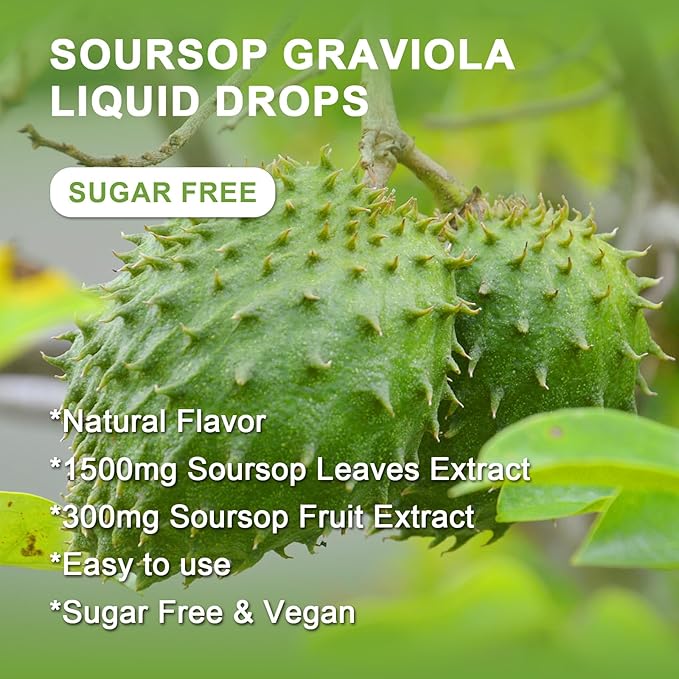 (4 Pack) Soursop Graviola Bitters Liquid Drops - Cell Support &amp Regeneration Immune Support Antioxidant 1800mg Soursop Extract High Absorption Sour sop Liquid Drops Natural Flavor 1 Fl Oz