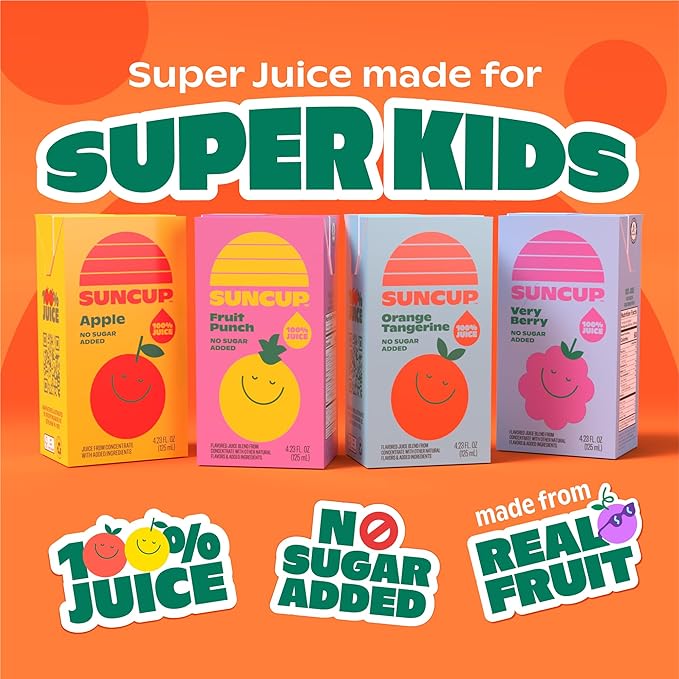 SunCup 100% Juice Boxes for Kids | No Added Sugar No Dyes No Preservatives | Trusted in Schools Across 49 States | Bulk Pack with Straw (6.75 oz (40 Pack) Apple)