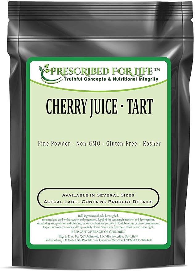 Prescribed for Life Tart Cherry Juice Powder | Rich in Vitamins Minerals and Fiber | Boosts the Immune System | Natural Unbleached Gluten Free Vegan Non-GMO Soy Free No Fillers 12 oz (340 g)