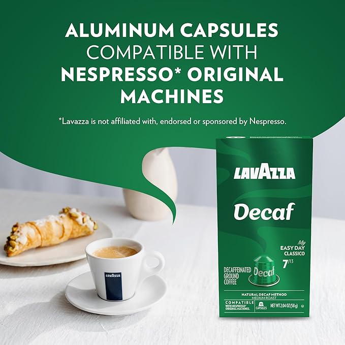 Lavazza Decaf Aluminum Capsules Compatible with Nespresso* Original Machines Medium Roast (60 Capsules)