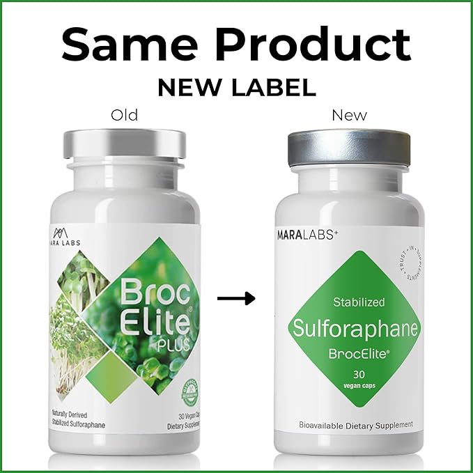 Mara Labs BrocElite Plus | Stabilized Broccoli Sulforaphane Supplement | Glyphosate Residue Free Certified – Third-Party Tested | 30 Vegan Capsules