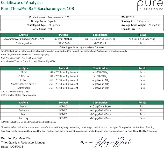 Saccharomyces Boulardii Probiotics 10 Billion CFU - Made in USA | No Fillers Patented Strain: Lynside CNCM I-3799 Probiotics for Men and Women | Pure TheraPro Rx - 240 Capsules