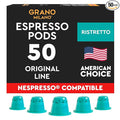 Grano Milano Ristretto - 50 Espresso Pods Compatible with Nespresso Original line Medium Roast - Intensity 10/12 Espresso Coffee Capsules Made in Italy