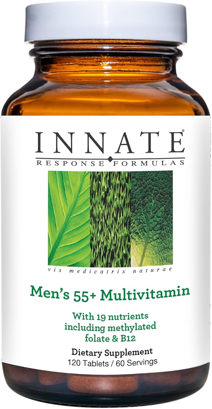 Innate Response Formulas Men’s 55+ Multivitamin - Daily Multivitamin for Men 55 and Over - with B Vitamins - Vegetarian Non-GMO Kosher and Gluten-Free - 120 Tablets (60 Servings)