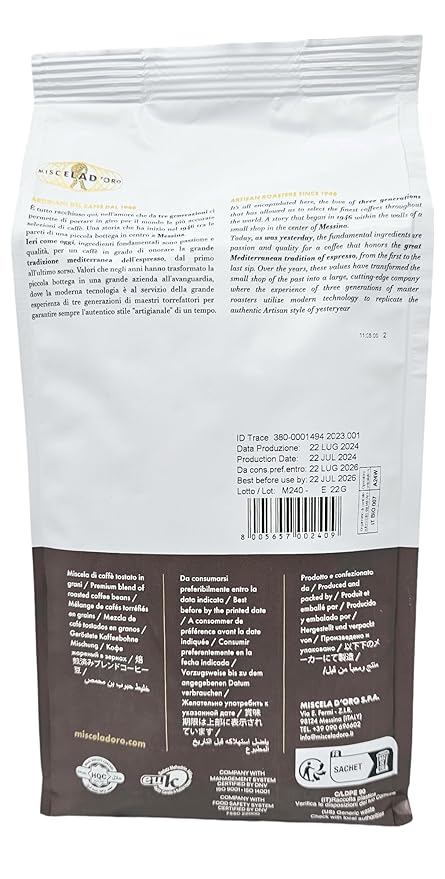 Miscela D'Oro Natura - Organic Fairtrade Espresso Beans 2.2 lbs