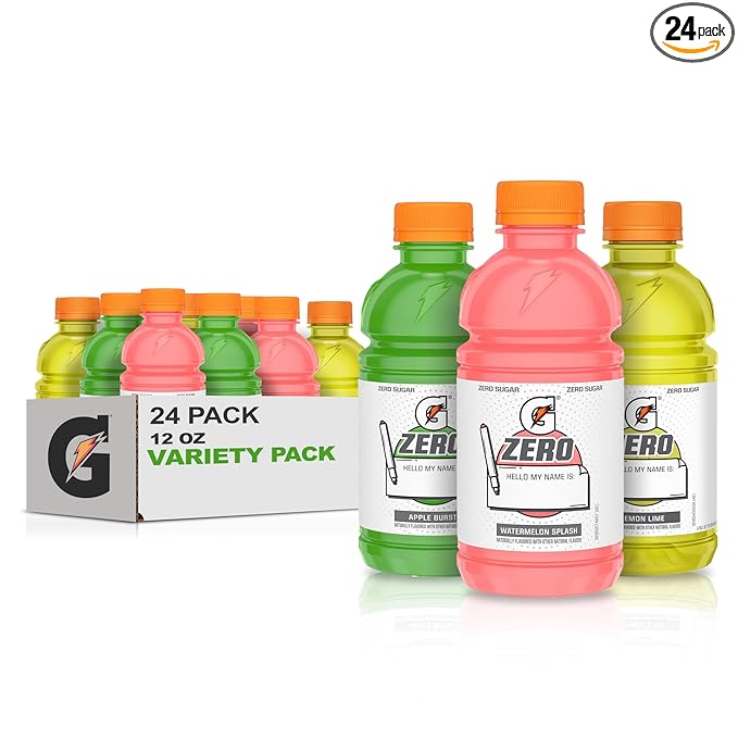 Gatorade Zero Kids Variety Pack (Apple Watermelon Lemon Lime) 12 Fl Oz (Pack of 24)