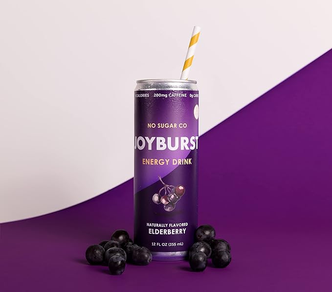 No Sugar Joyburst Energy Drink 0 Calorie 0 Sugar Sugar Free Energy Drink with Natural Caffeine Hint of Sweetness and Refreshing Sparkling Water - 12 Packs (Variety Pack)