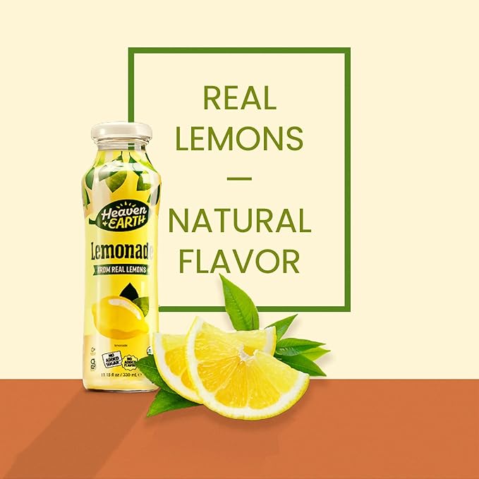 Heaven &amp Earth Organic Lemonade 11.2oz (6 Pack) | Made with Real Lemons Pure Fruit Juice No added Sugar Flavor or Color