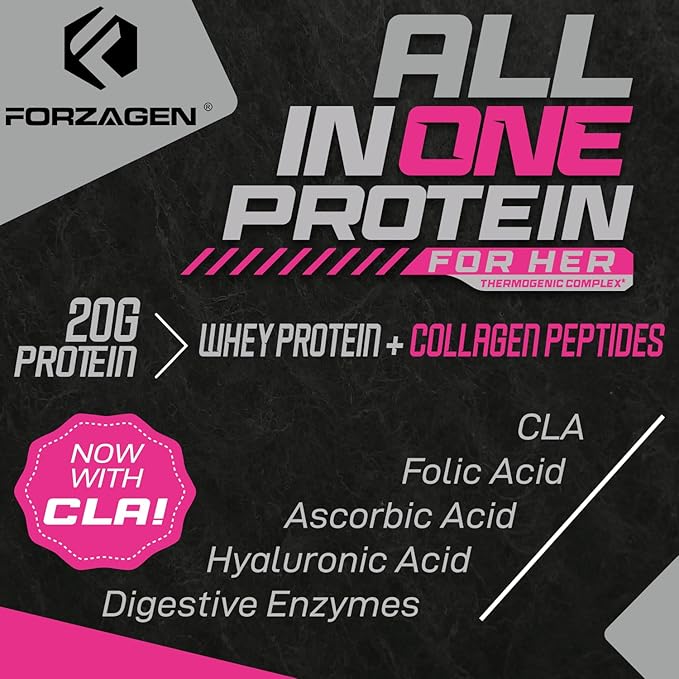 Forzagen All in One Protein for Her Protein Powder for Women with Collagen Peptides (2 Pound (Pack of 1) Matcha Latte)