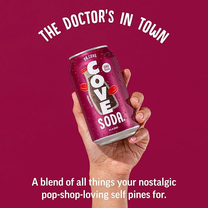Cove Probiotic Soda Zero Sugar Better-For-You Alternative - Refreshing Delicious Probiotic Drink No Synthetic Colors &amp Caffeine Free - Dr. Cove 12 Pack