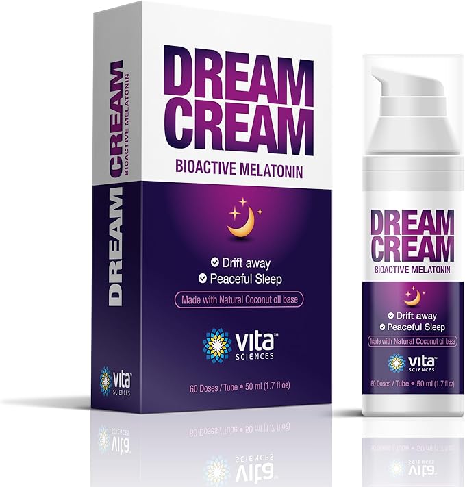 Vita Sciences Dream Cream Melatonin 3mg - The Best Natural Sleep Topical Sleep Cream and Fragrance-Free Lotion - Pack of 3