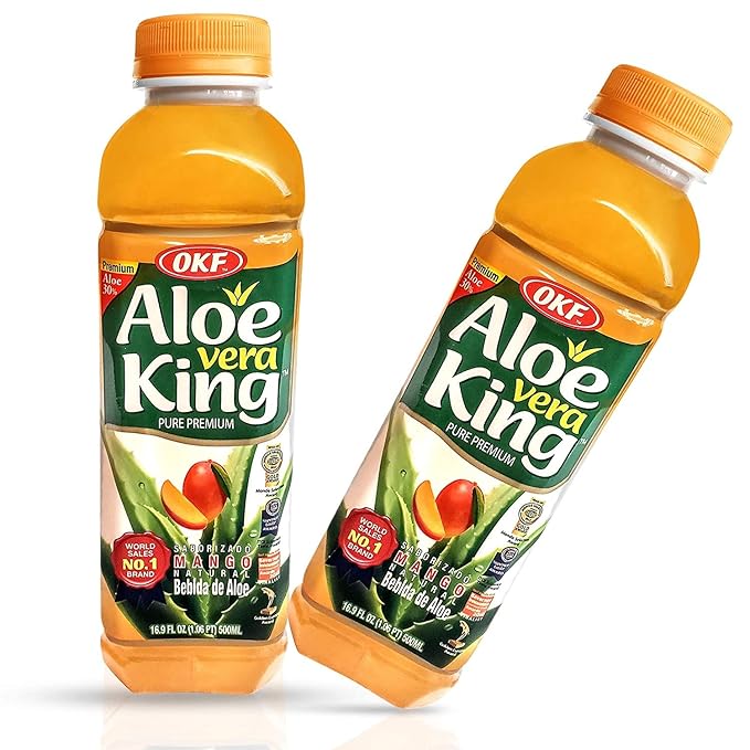 OKF Aloe Vera King Drink Flavors includes Coco Original Grape Mango Pineapple Watermelon Pomegranate Gold Kiwi Peach and Strawberry (10 flavor variety pack 10)